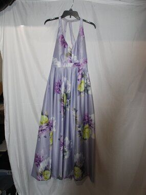 Jump Apparel Purple Floral Satin Maxi Dress